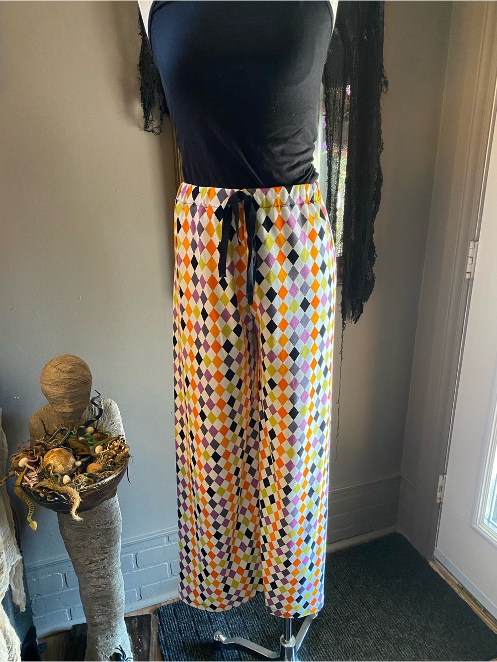 Harlequin Print Halloween pajama pants